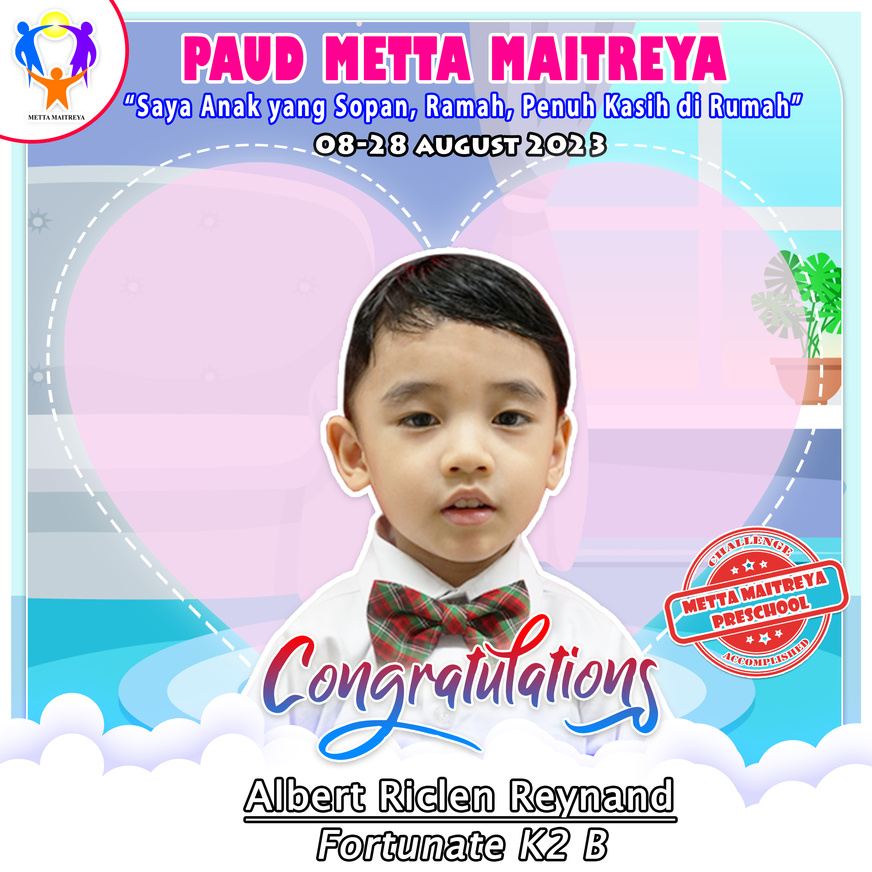 Pemenang 21 Days Good Habit Challenge Agustus 2023 "Saya Anak yang Sopan, Ramah, Penuh Kasih di Rumah" | TK METTA MAITREYA